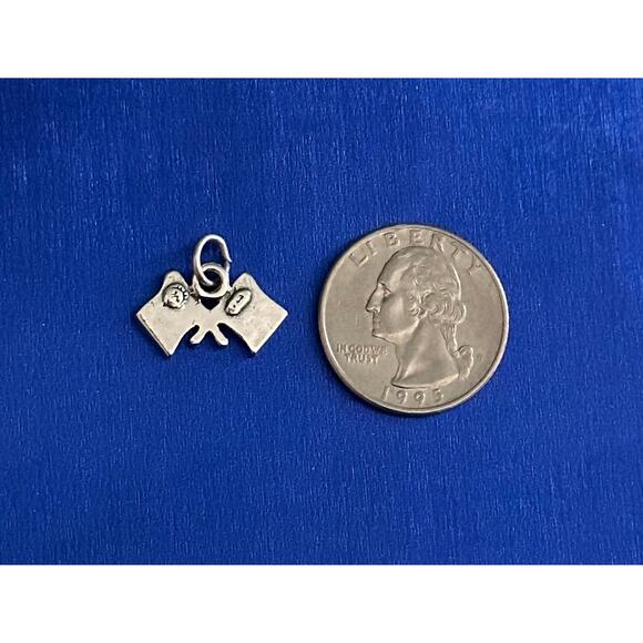 Sterling Silver Checkered Flag Charm,  Silver Racing Checkered Flag Charm - Picture 4 of 8